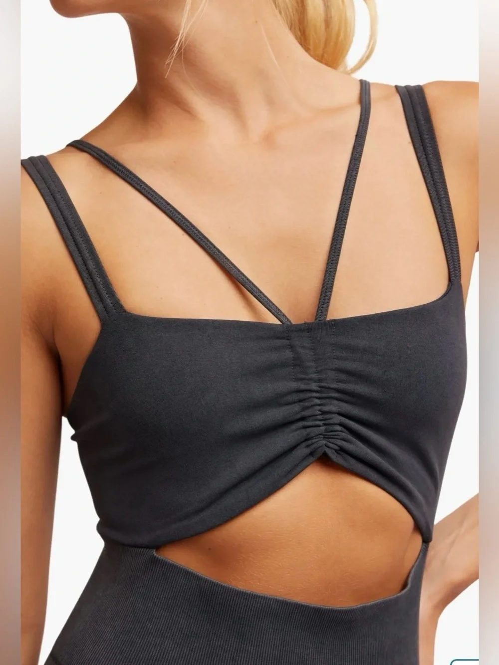 Free People Movement Good Karma Cutout Jumpsuit Black XS/S NWOT